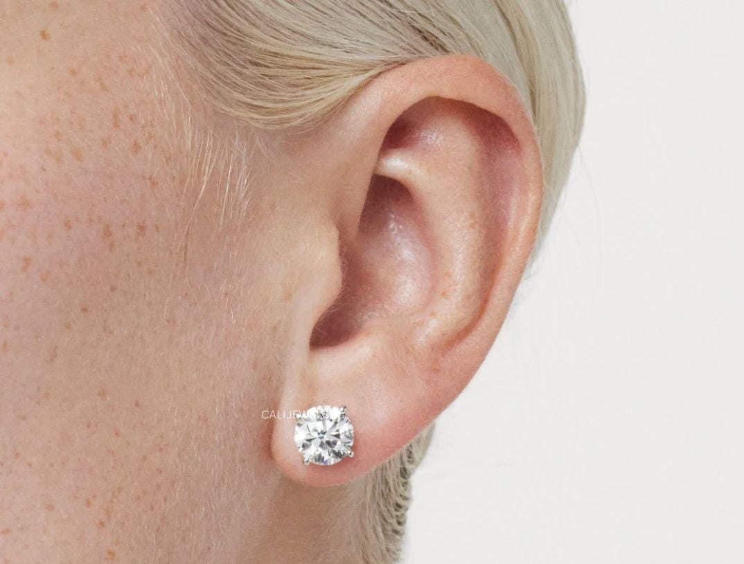Round Cut Lab Grown Diamond Stud Earrings