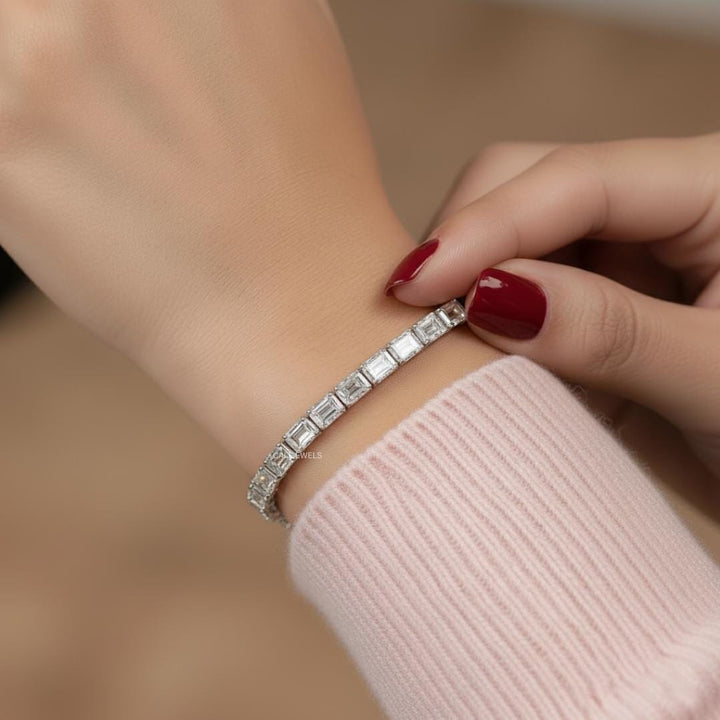 Emerald Cut Lab Grown Diamond Tennis Bracelet