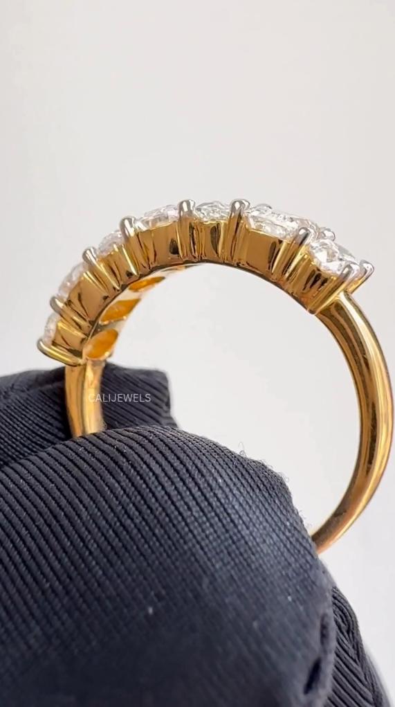 Emerald & Oval Cut Diamond Half Eternity Band