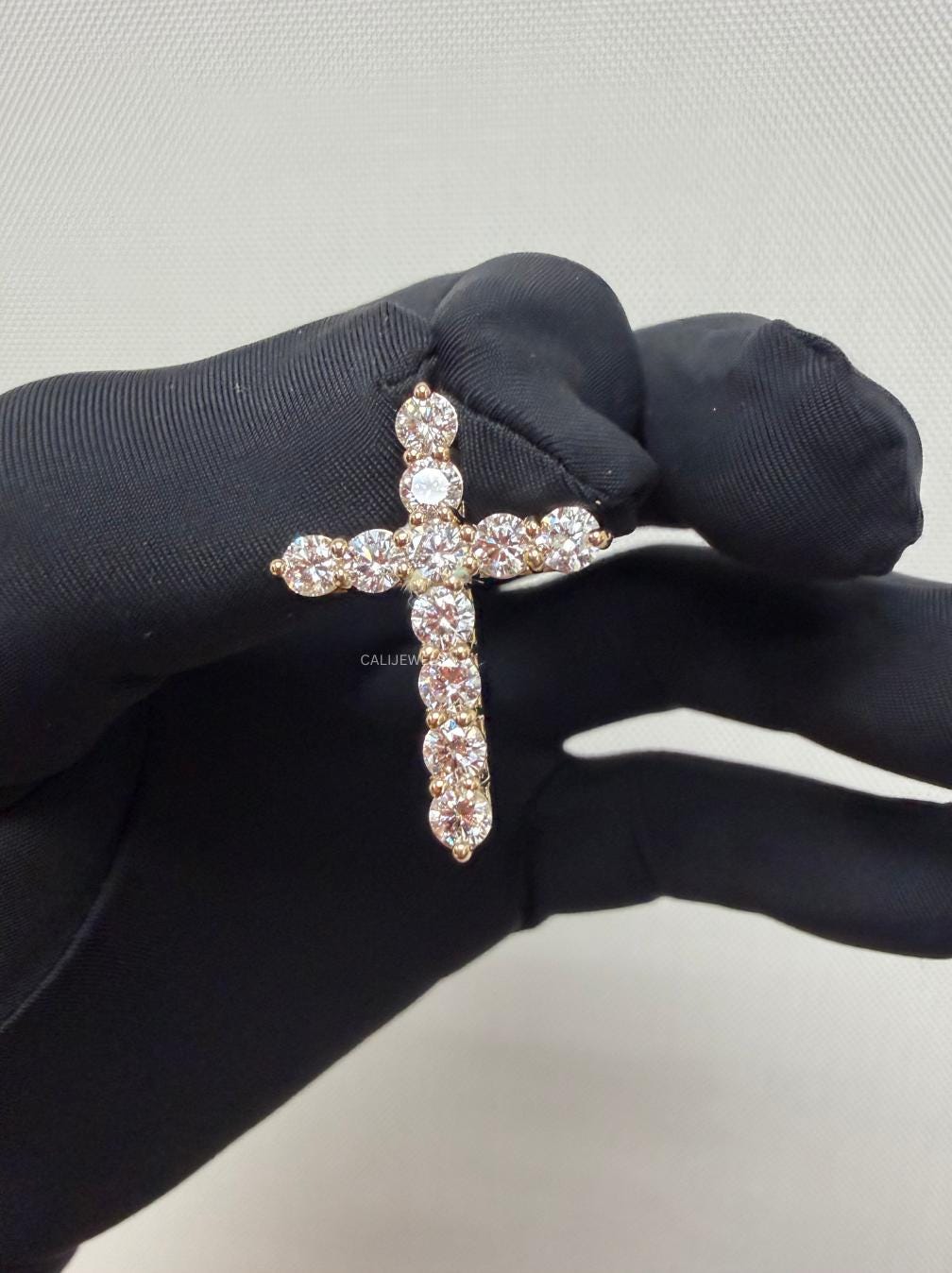Round Lab Grown Diamond Cross Pendant