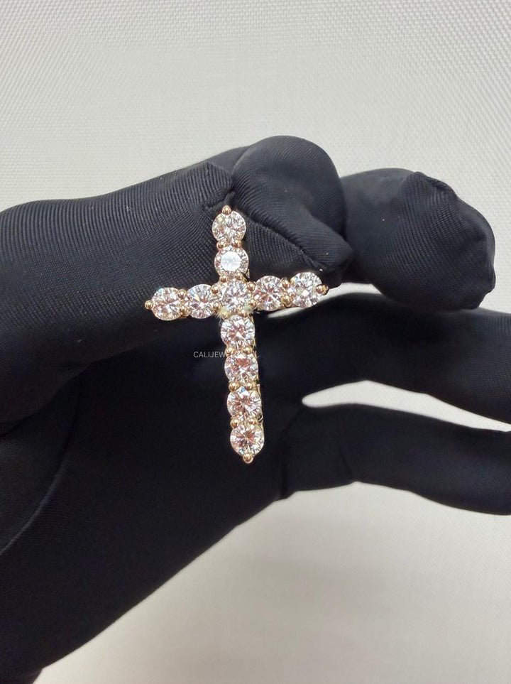 Round Lab Grown Diamond Cross Pendant