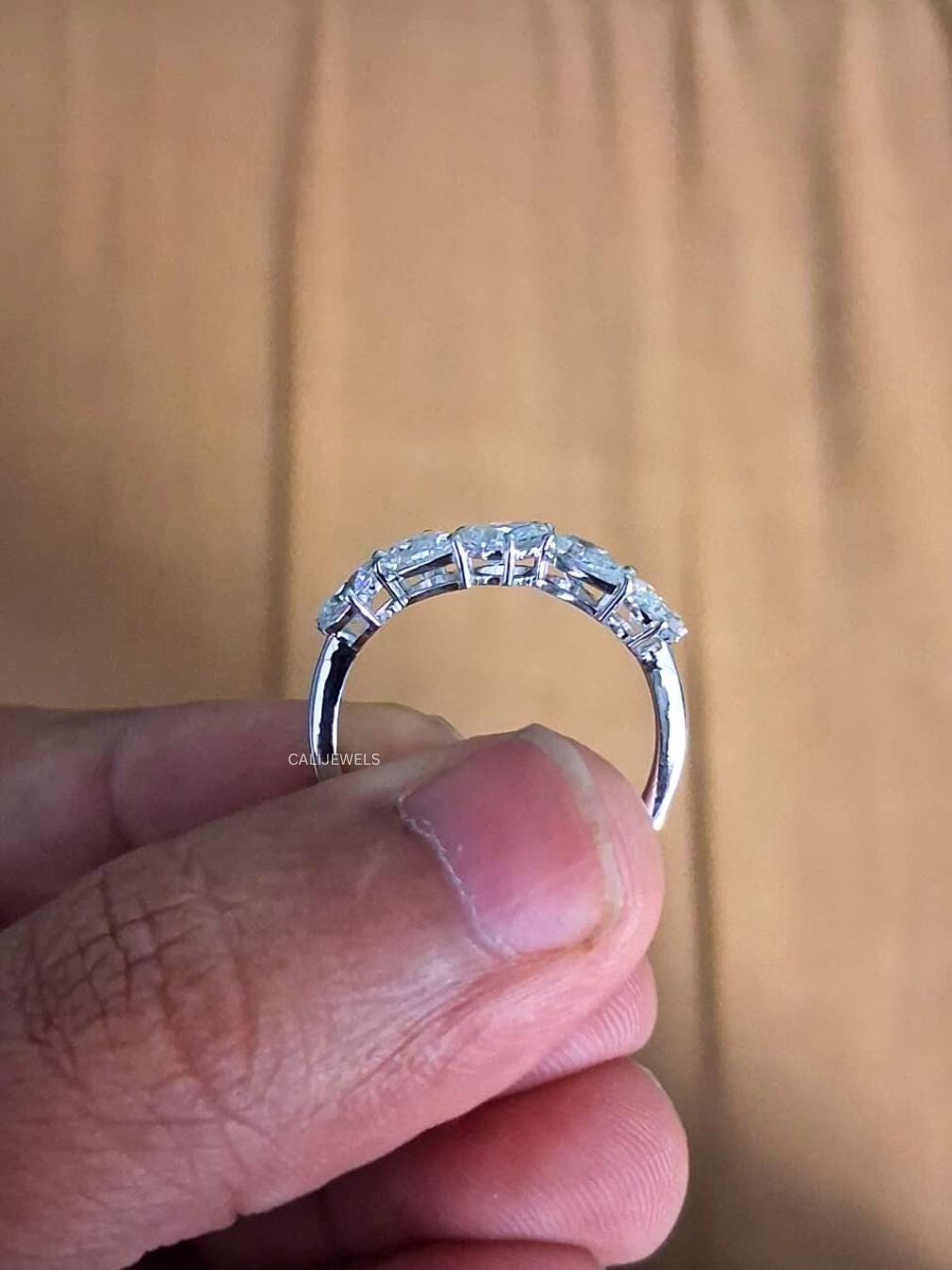 Pear Cut CVD Lab Grown Diamond Half Eternity Ring