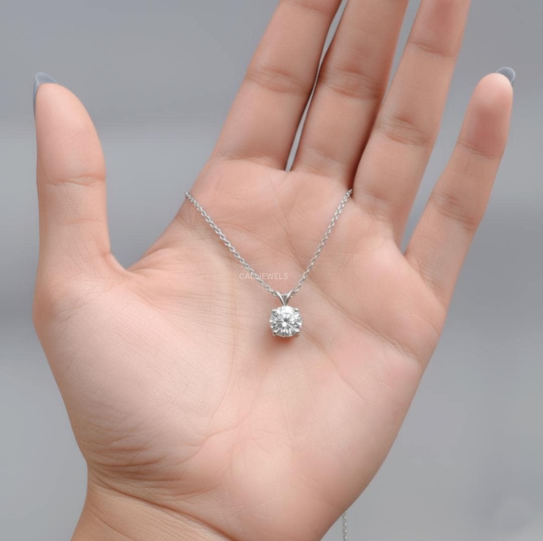 Round Cut Lab Grown Diamond Solitaire Pendant