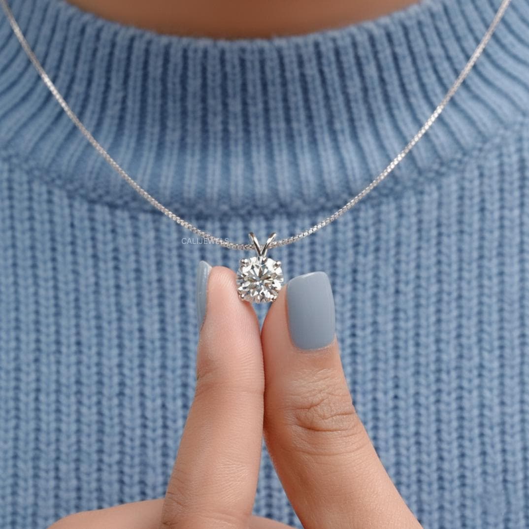 Round Cut Lab Grown Diamond Solitaire Pendant