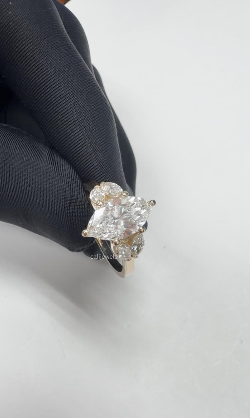 Marquise CutLab Diamond Five Stone Engagement Ring