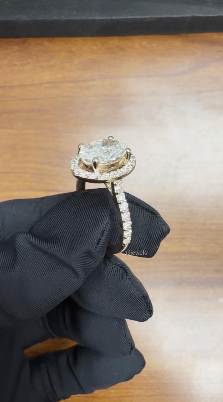 Oval Lab Diamond Halo Engagement Ring