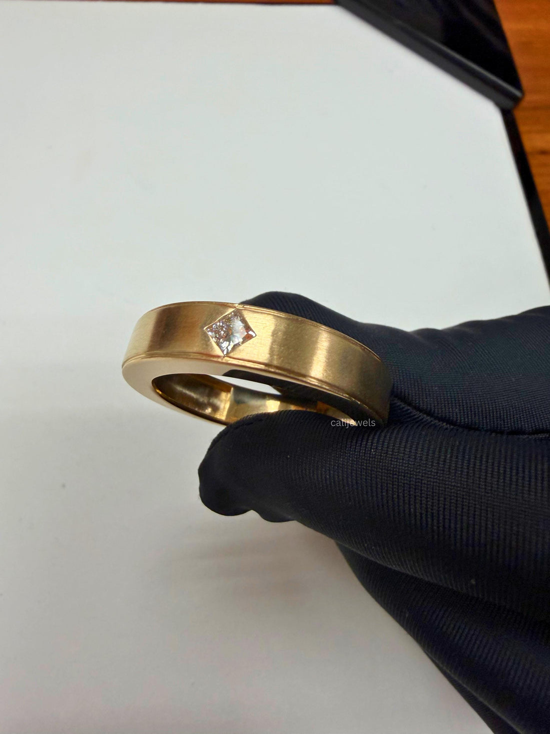 Princess Cut Lab Grown Diamond Men's Gold Ring