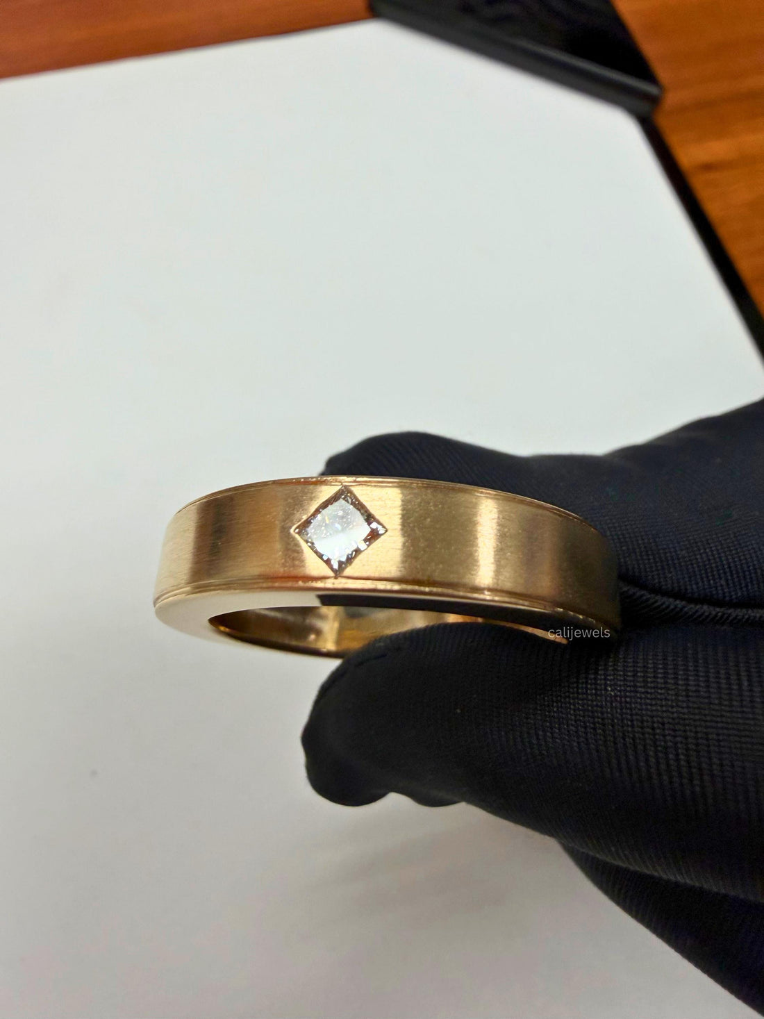 Princess Cut Lab Grown Diamond Men's Gold Ring