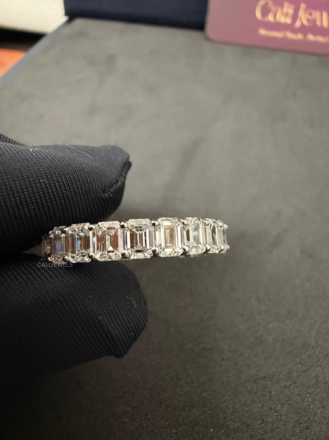 Emerald Cut Lab Grown Diamond Full Eternity Band