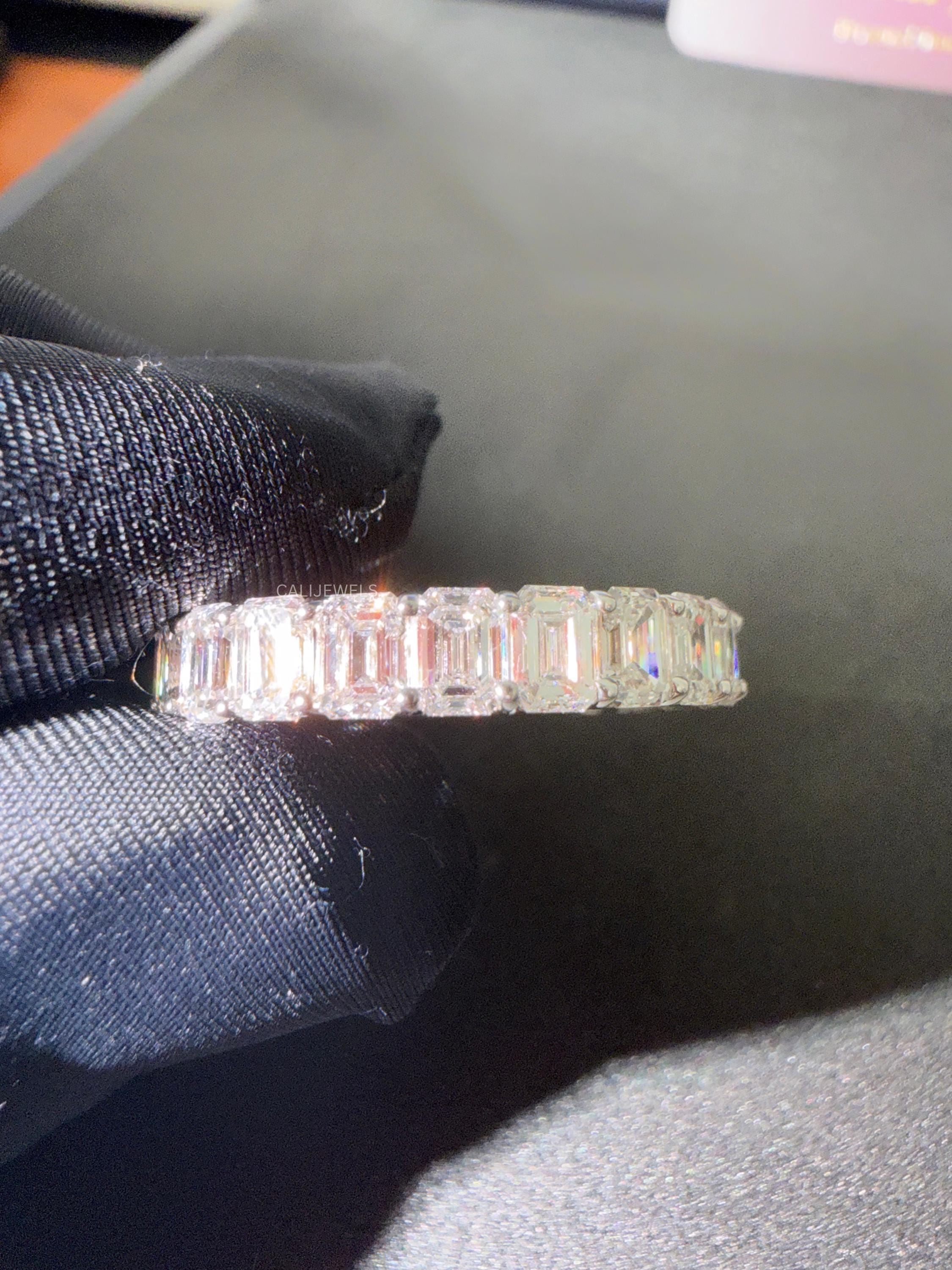 Emerald Cut Lab Grown Diamond Full Eternity Band