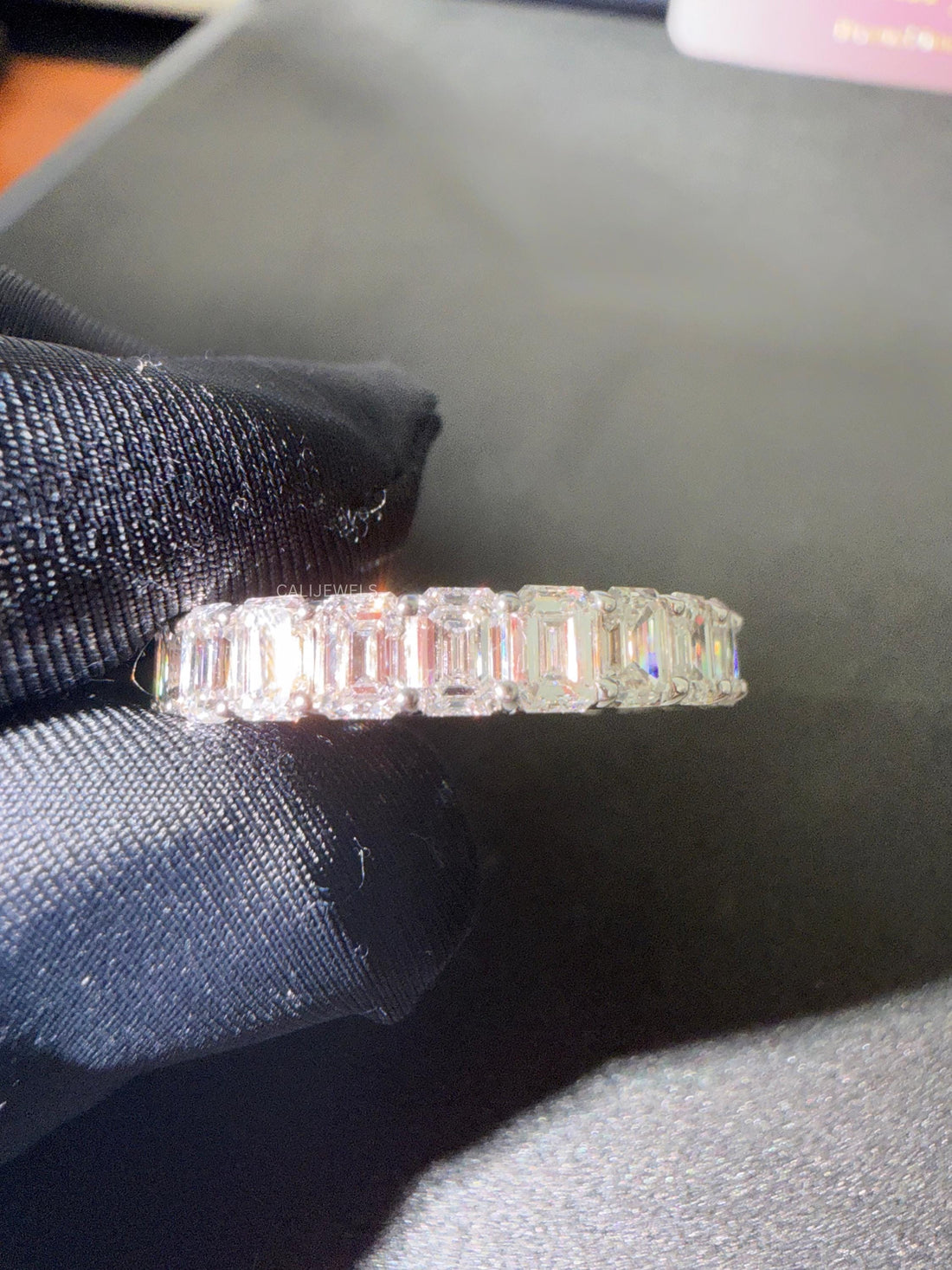 Emerald Cut Lab Grown Diamond Full Eternity Band