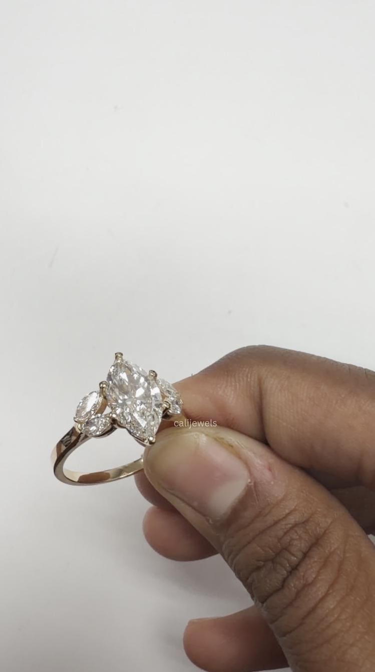 Marquise CutLab Diamond Five Stone Engagement Ring