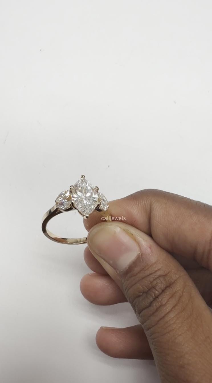 Marquise CutLab Diamond Five Stone Engagement Ring