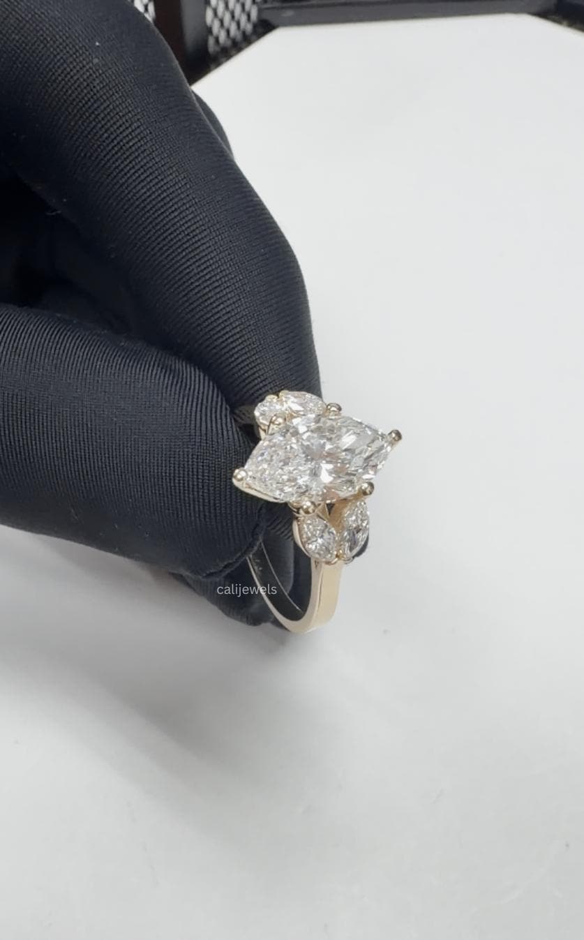 Marquise CutLab Diamond Five Stone Engagement Ring