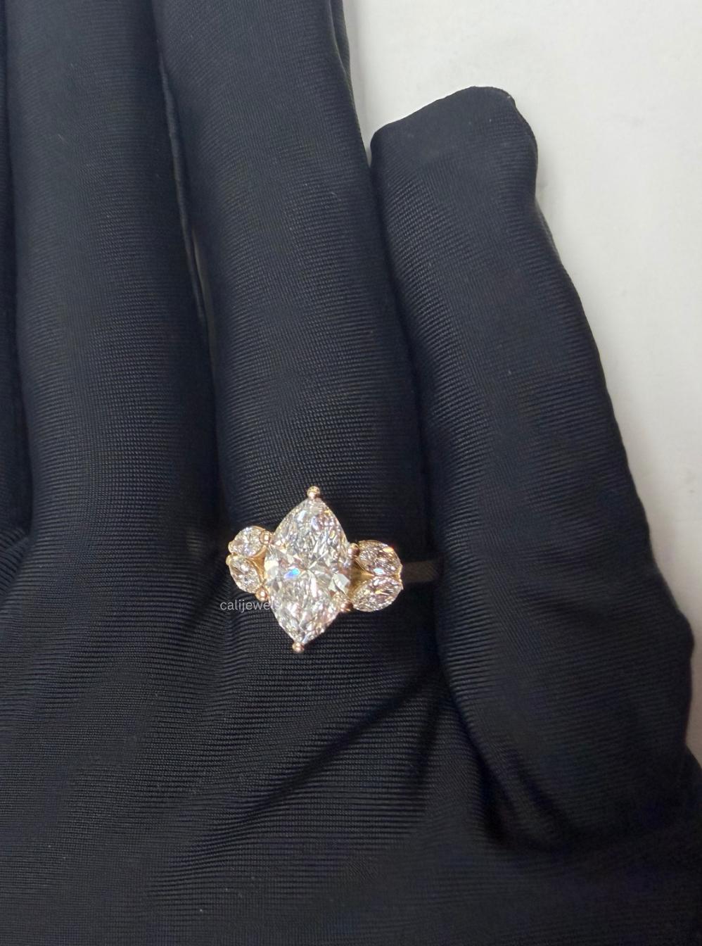 Marquise CutLab Diamond Five Stone Engagement Ring