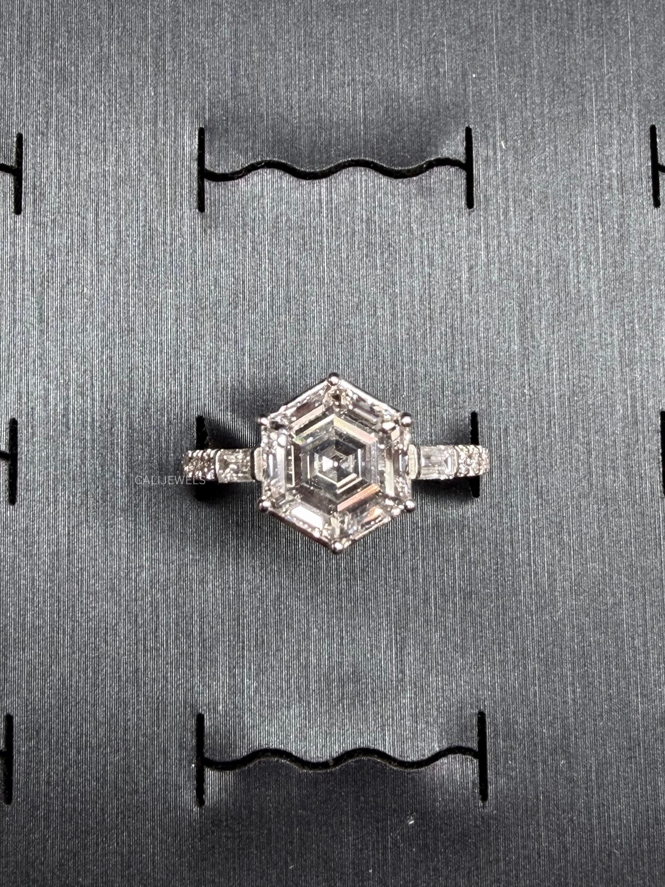 Hexagon Cut Lab Diamond Wedding Ring
