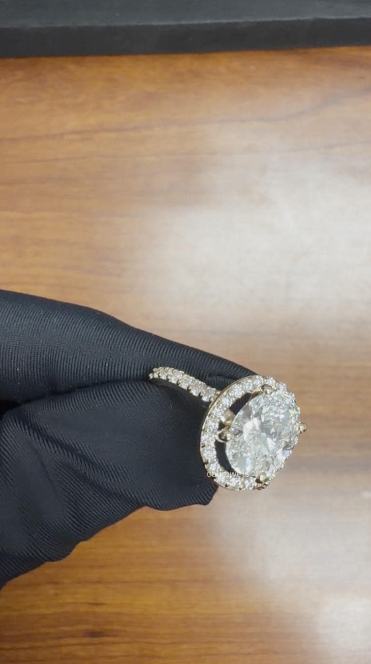 Oval Lab Diamond Halo Engagement Ring