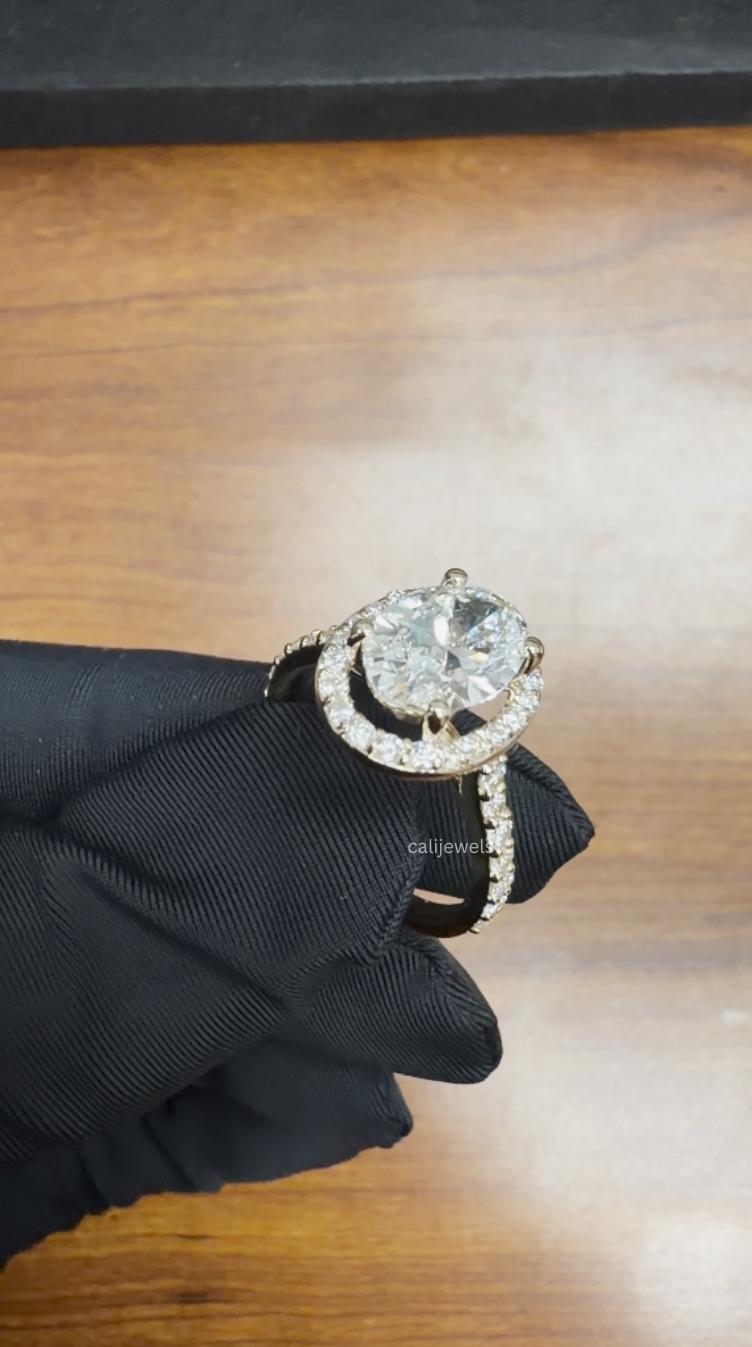 Oval Lab Diamond Halo Engagement Ring