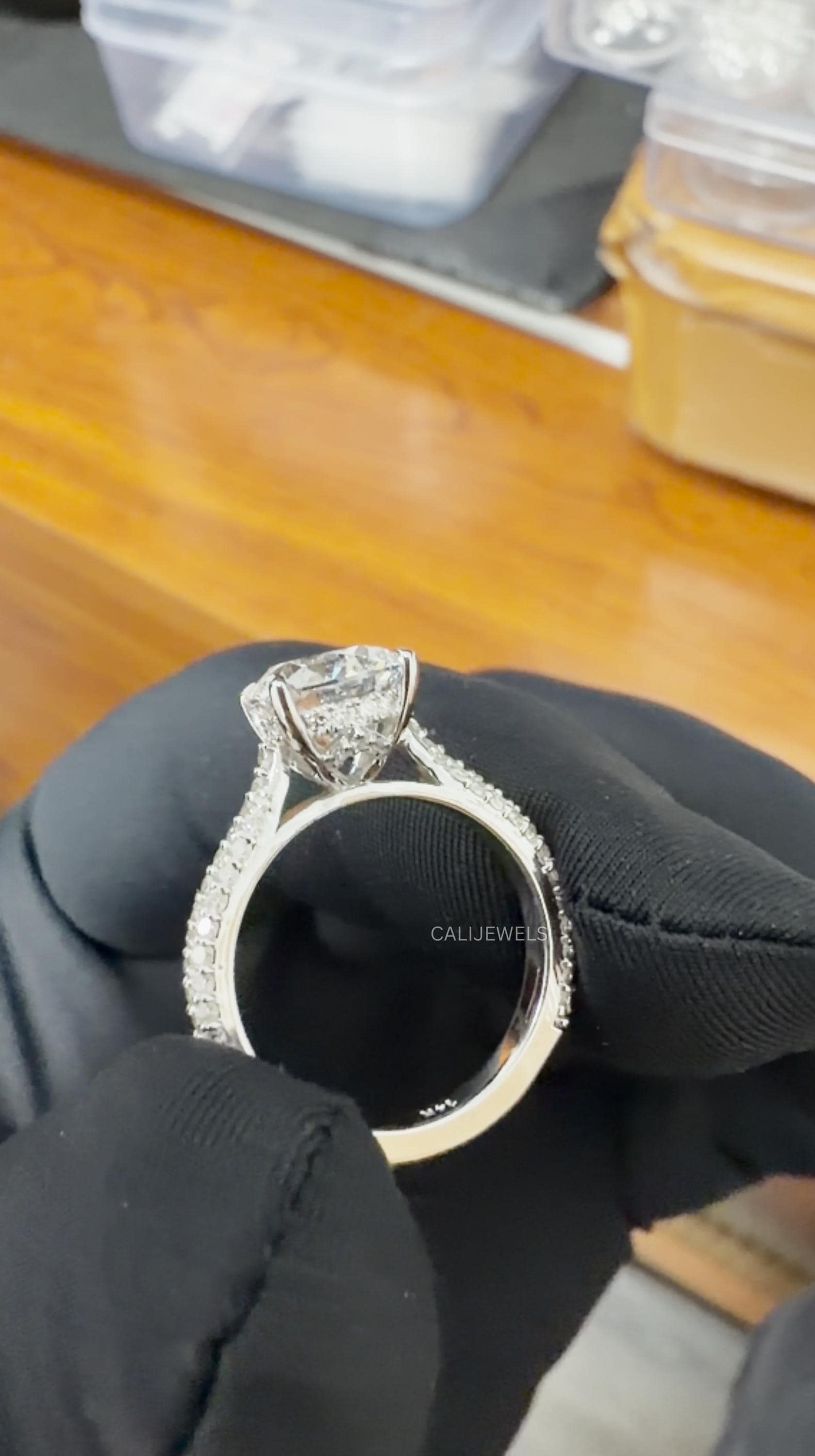 Round Cut Lab Diamond Hidden Halo Accent Ring