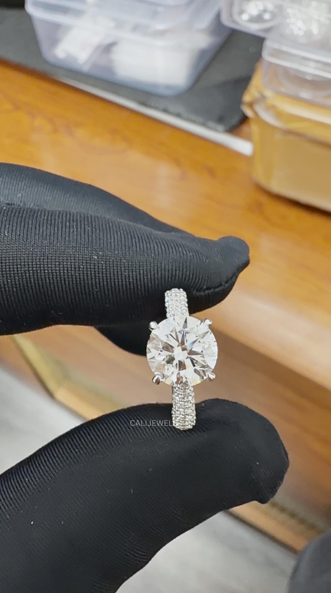 Round Cut Lab Diamond Hidden Halo Accent Ring