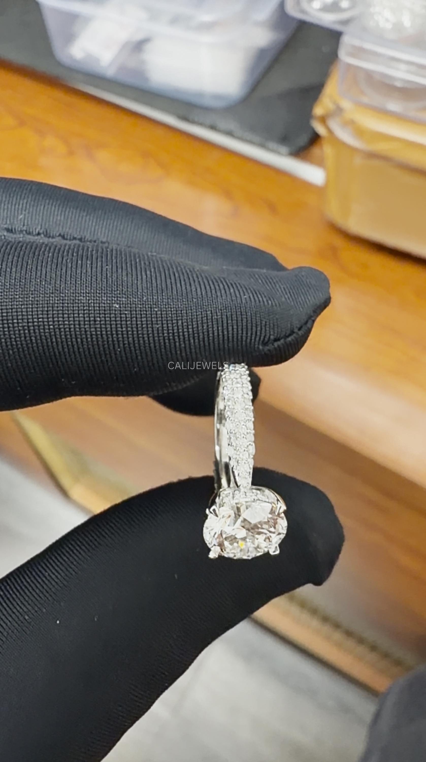 Round Cut Lab Diamond Hidden Halo Accent Ring