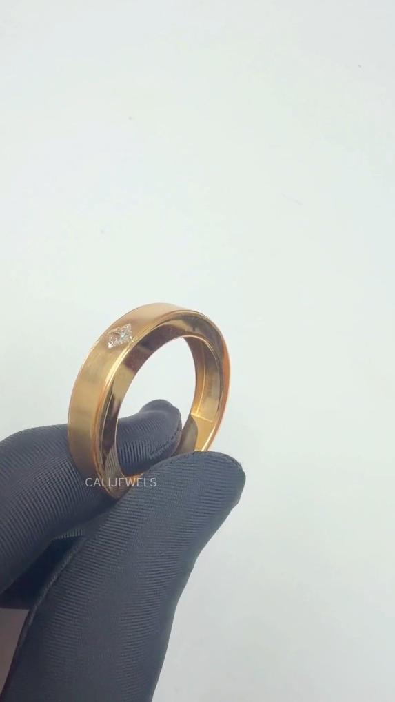 Princess Cut Lab Grown Diamond Men's Gold Ring