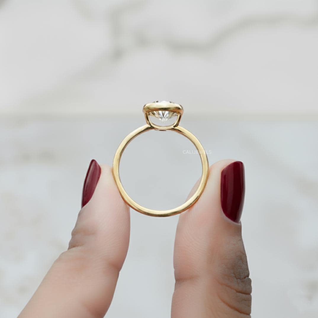 Pear Cut Lab Grown Diamond Ring Bezel Setting Ring