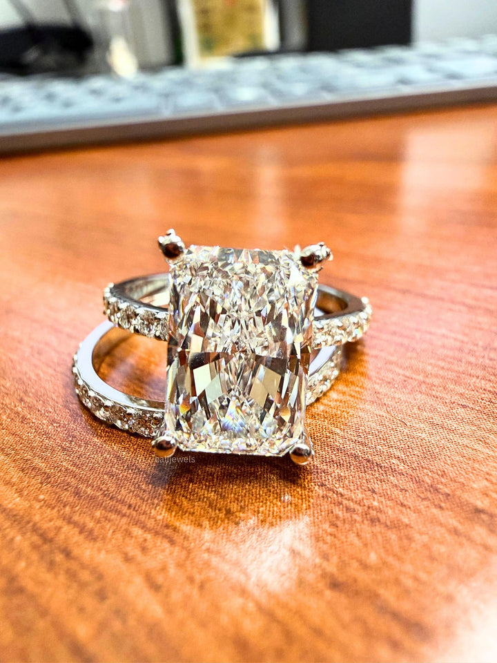 Radiant Cut Lab Diamond Wedding Ring Set