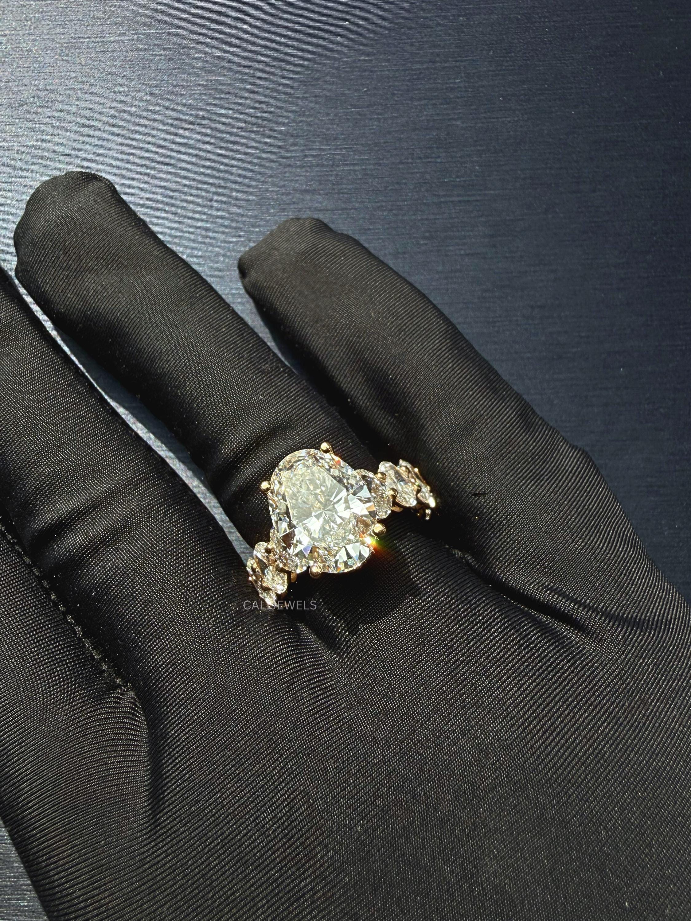 Oval Cut Lab Diamond Solitaire Engagement Ring