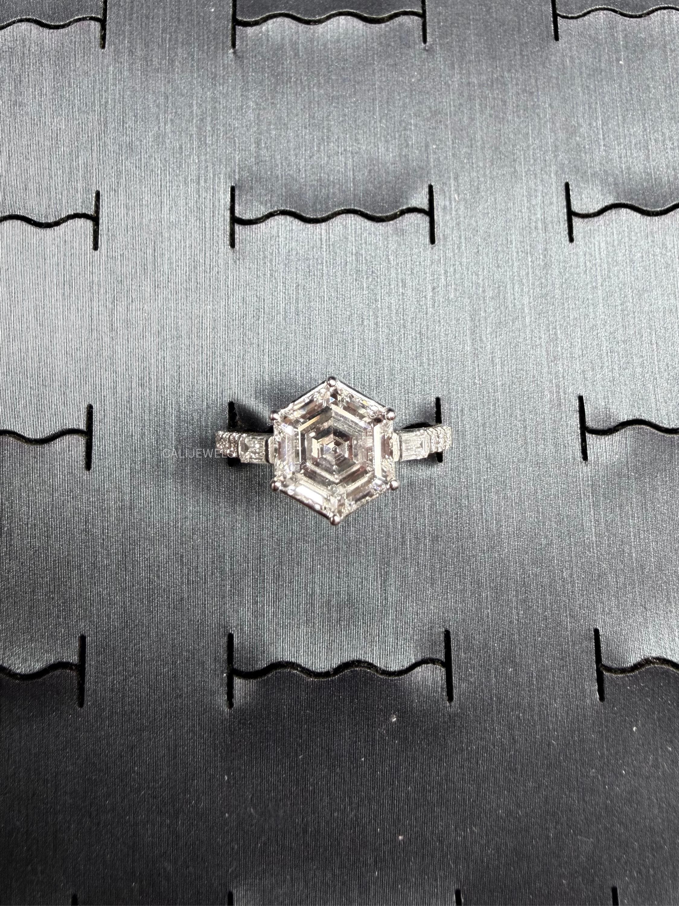 Hexagon Cut Lab Diamond Wedding Ring
