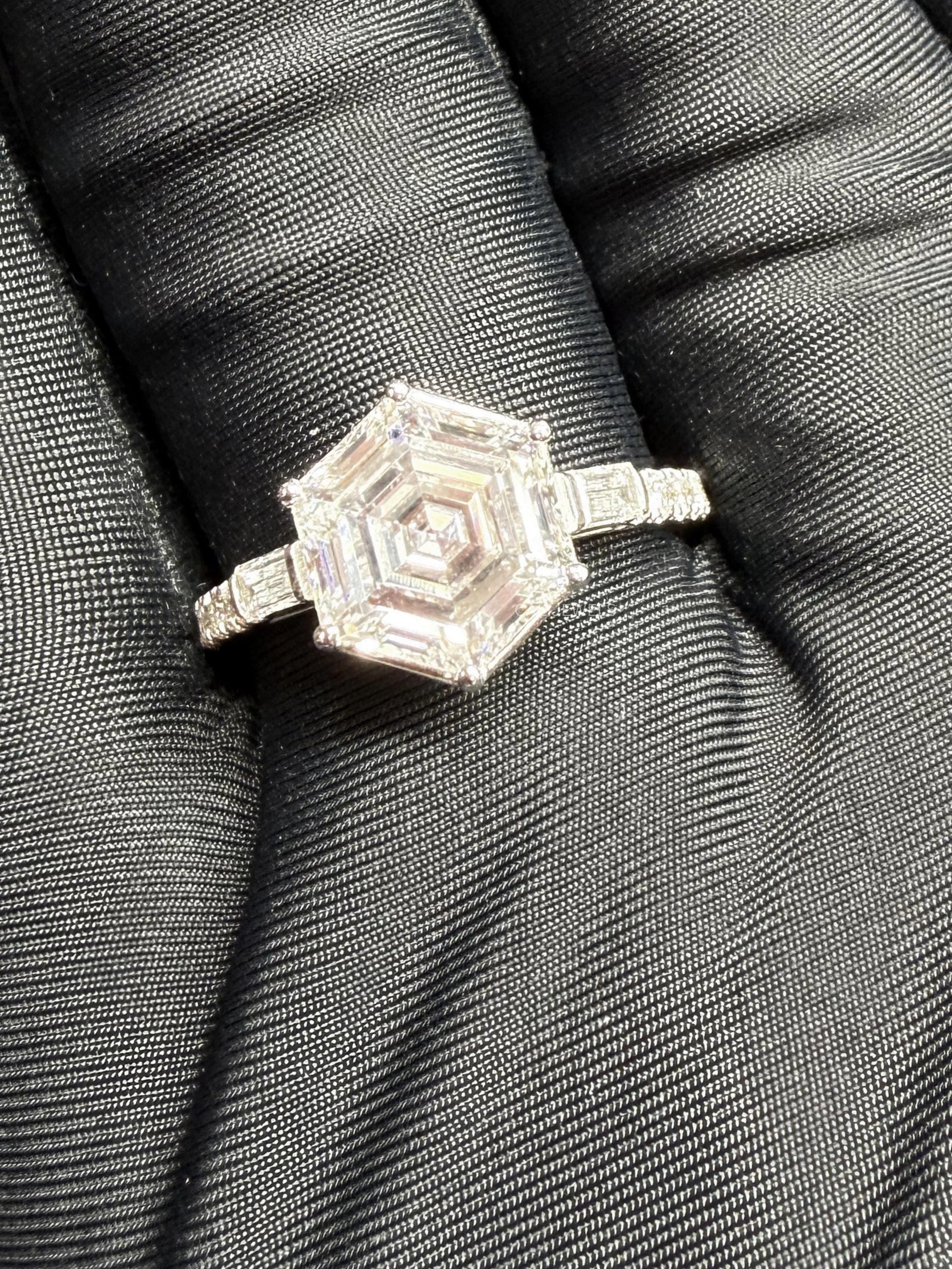 Hexagon Cut Lab Diamond Wedding Ring