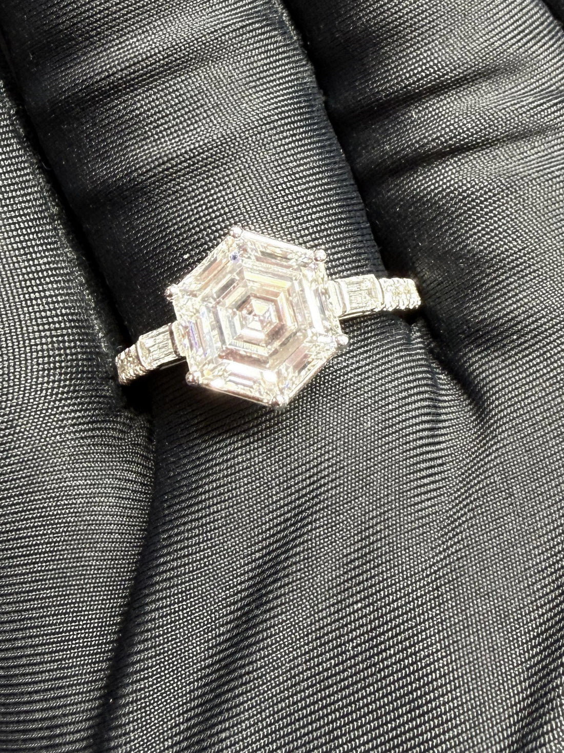 Hexagon Cut Lab Diamond Wedding Ring