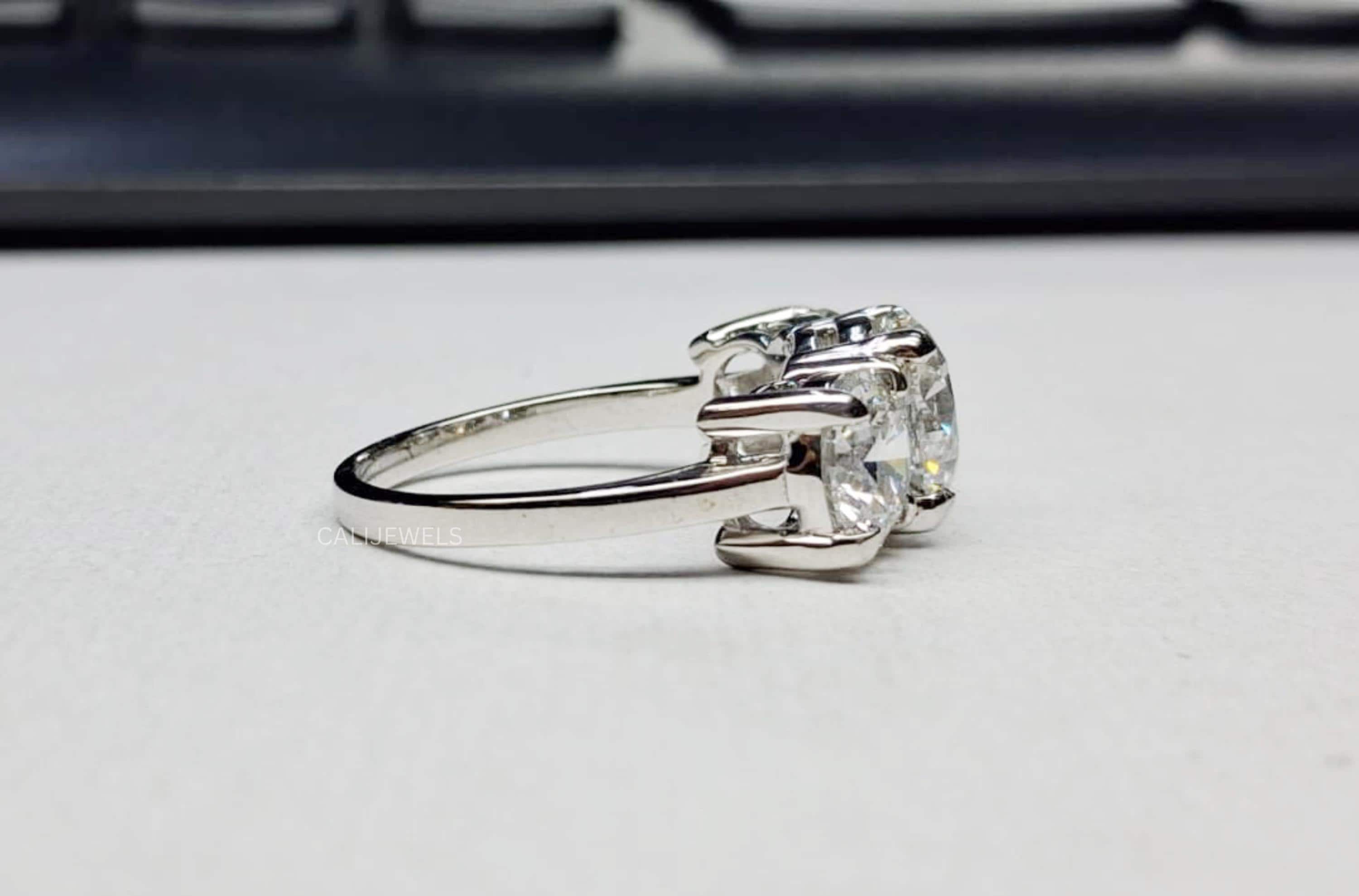 Three Stone Round Cut Lab Grown Diamond Ring