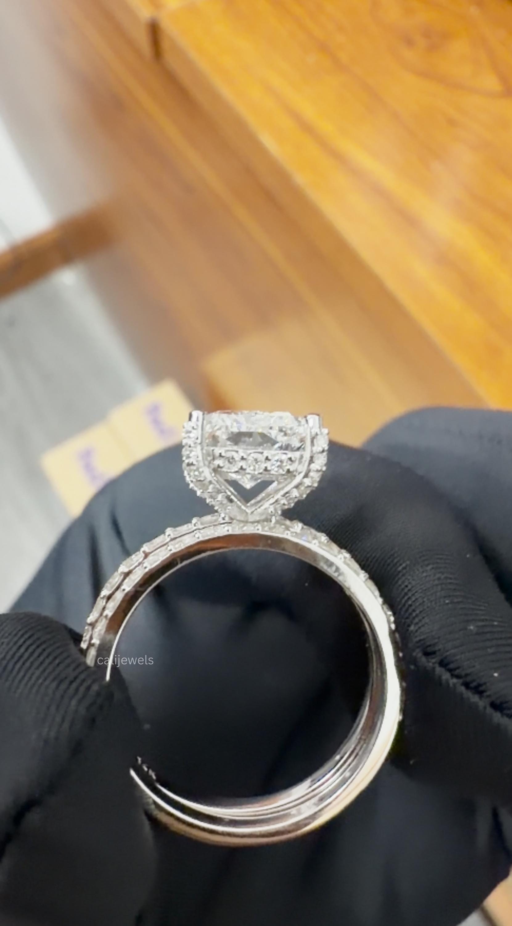 Radiant Cut Lab Diamond Wedding Ring Set