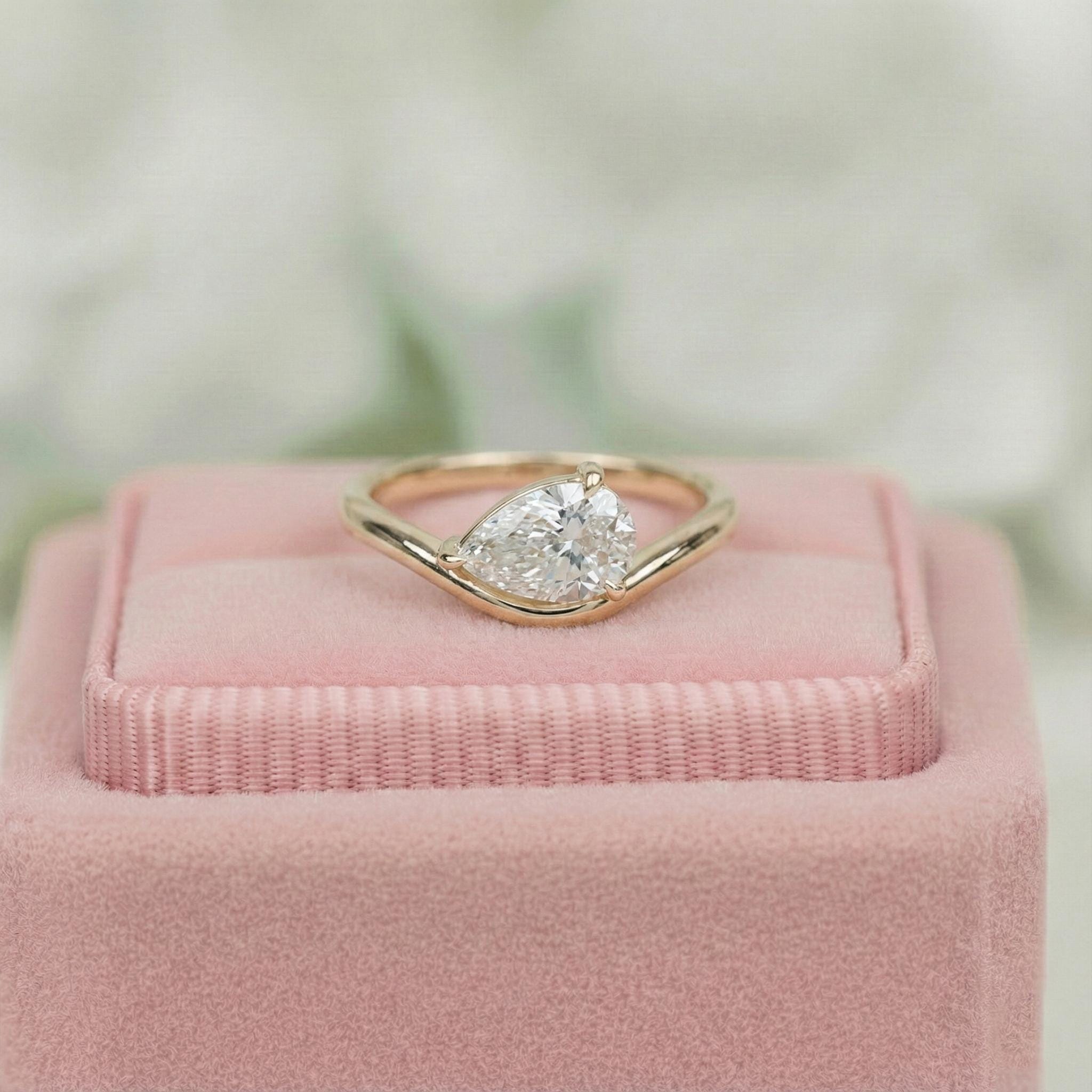 Pear Cut Lab Grown Diamond Pinky Ring