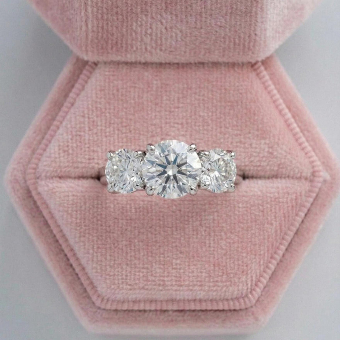 Three Stone Round Cut Lab Grown Diamond Ring