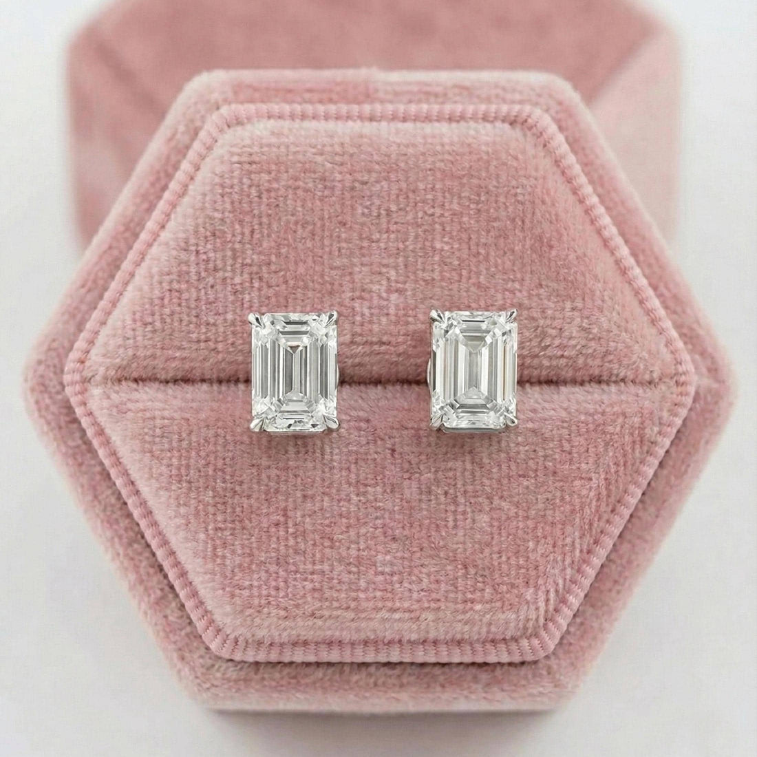 Emerald Cut Lab Grown Diamond Stud Earrings
