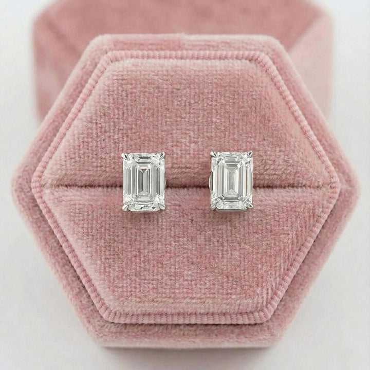 Emerald Cut Lab Grown Diamond Stud Earrings