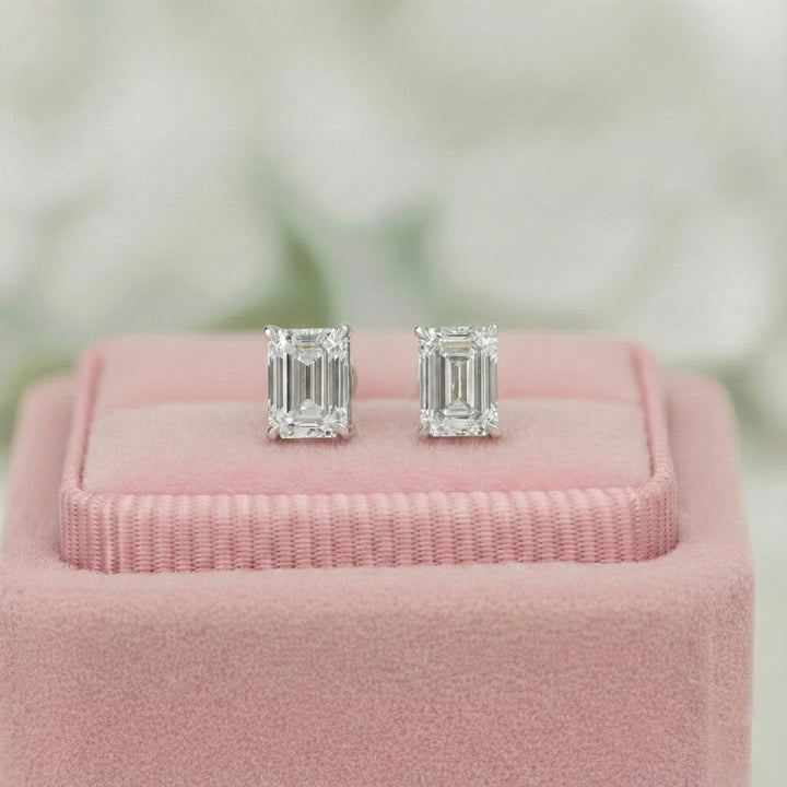 Emerald Cut Lab Grown Diamond Stud Earrings