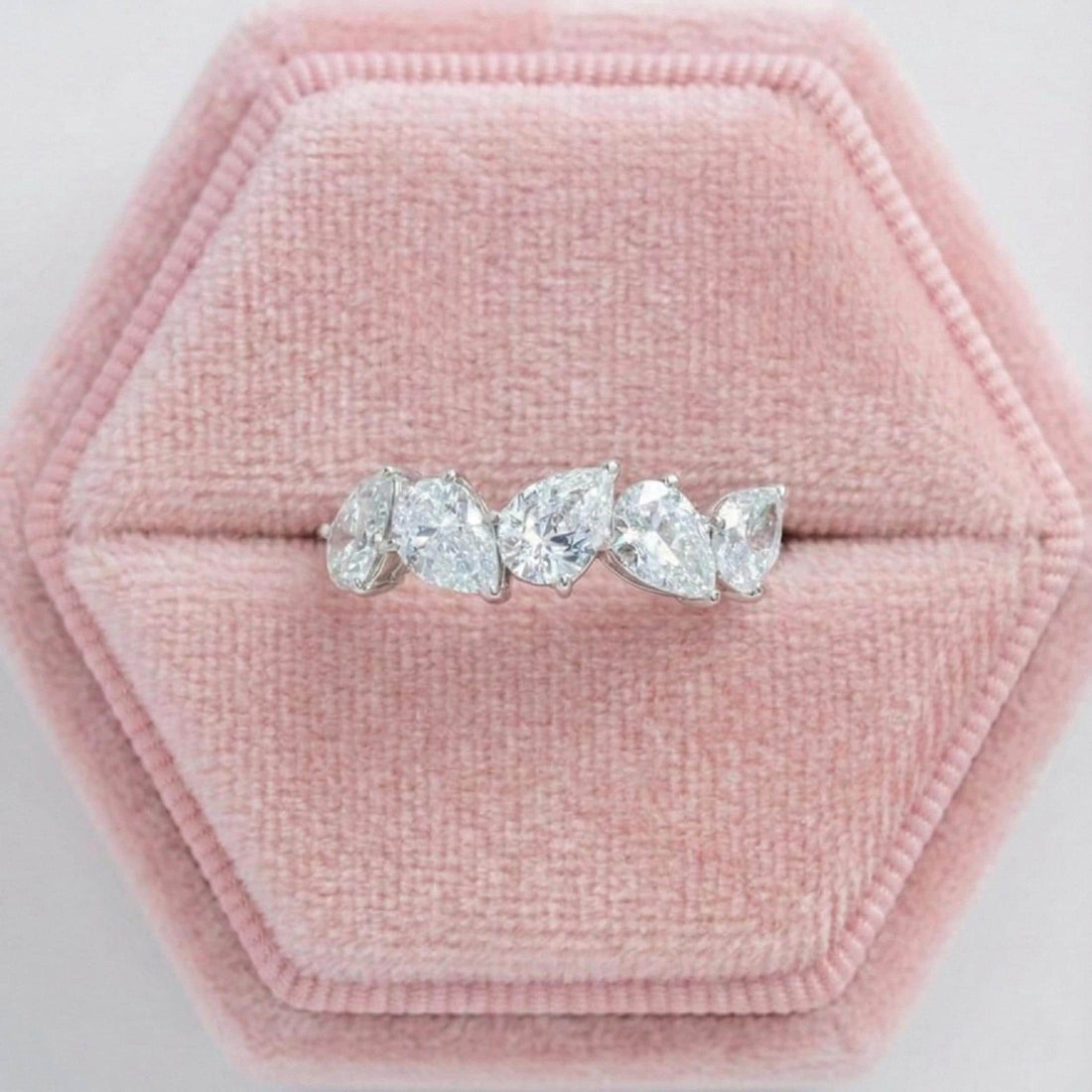 Pear Cut CVD Lab Grown Diamond Half Eternity Ring