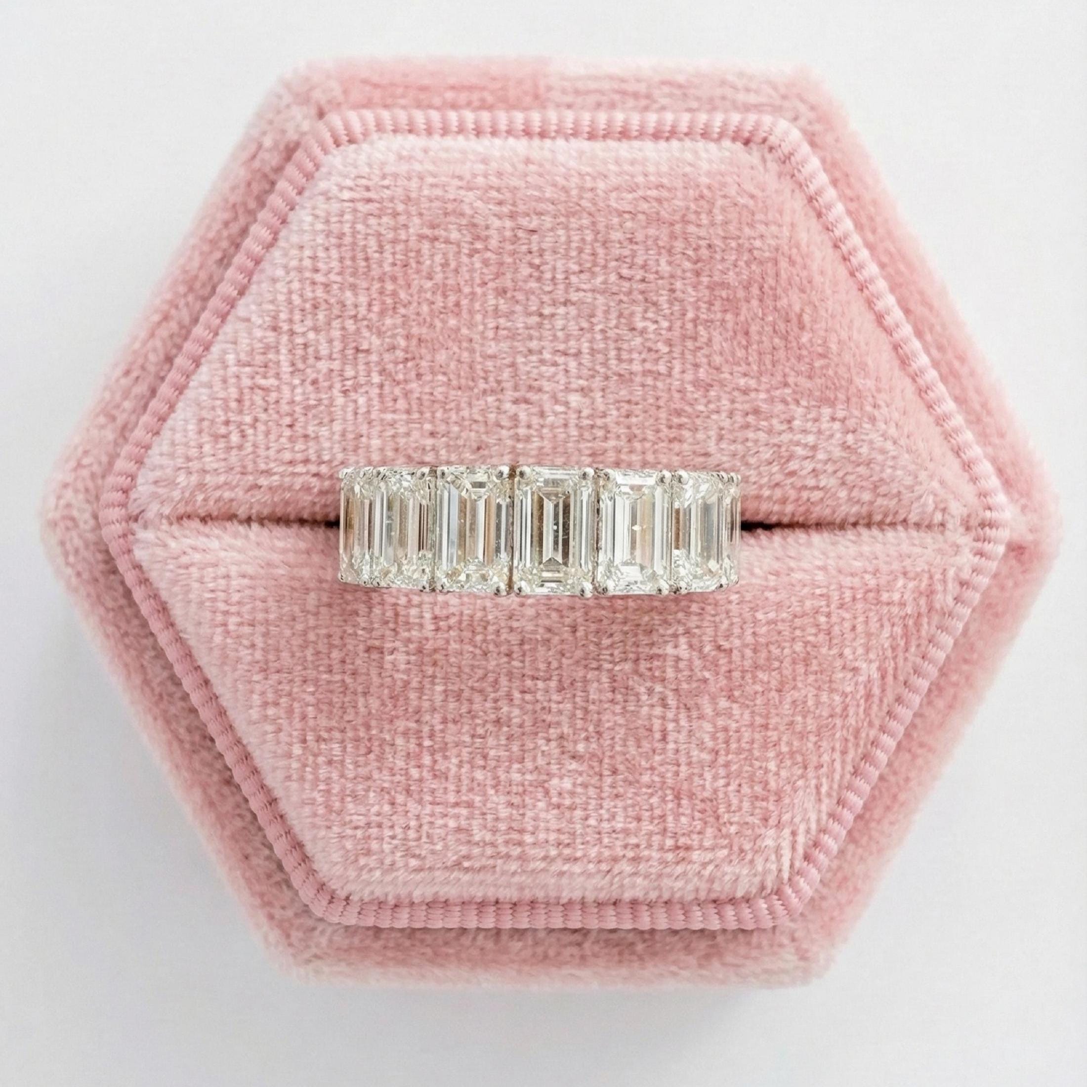 Emerald Cut Lab Grown Diamond Half Eternity Ring
