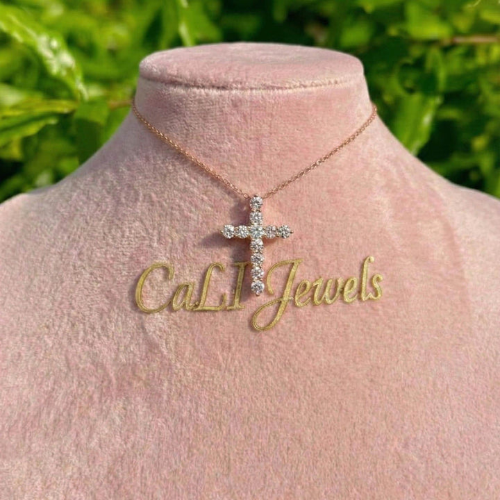 Round Lab Grown Diamond Cross Pendant