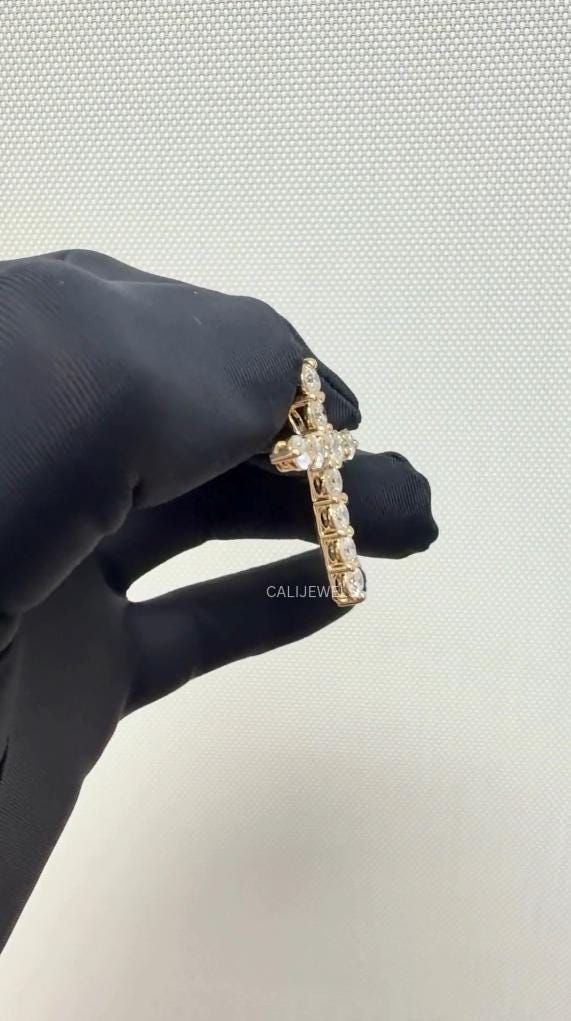 Round Lab Grown Diamond Cross Pendant