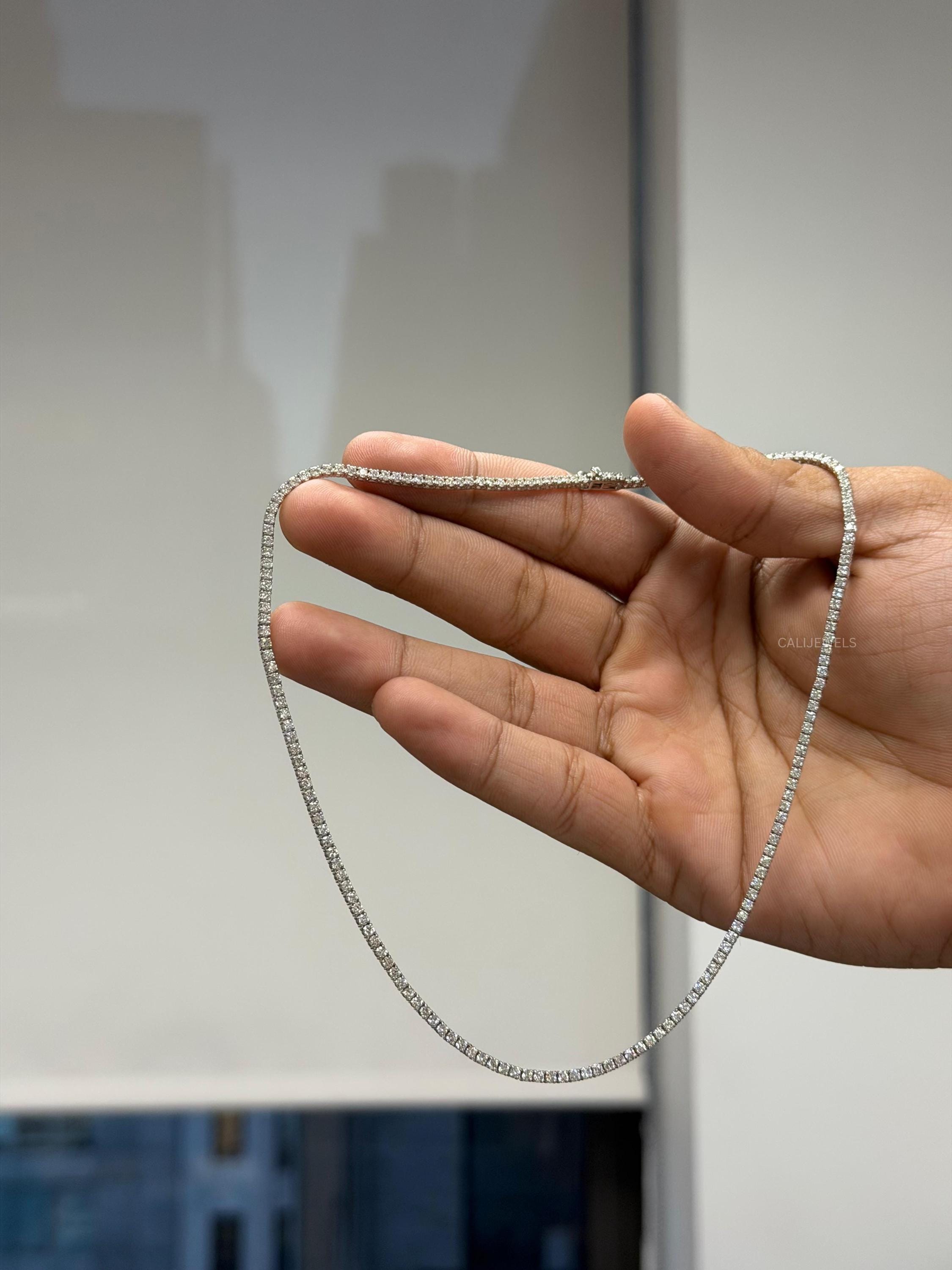 2.00 MM Round Cut Lab Diamond Tennis Necklace