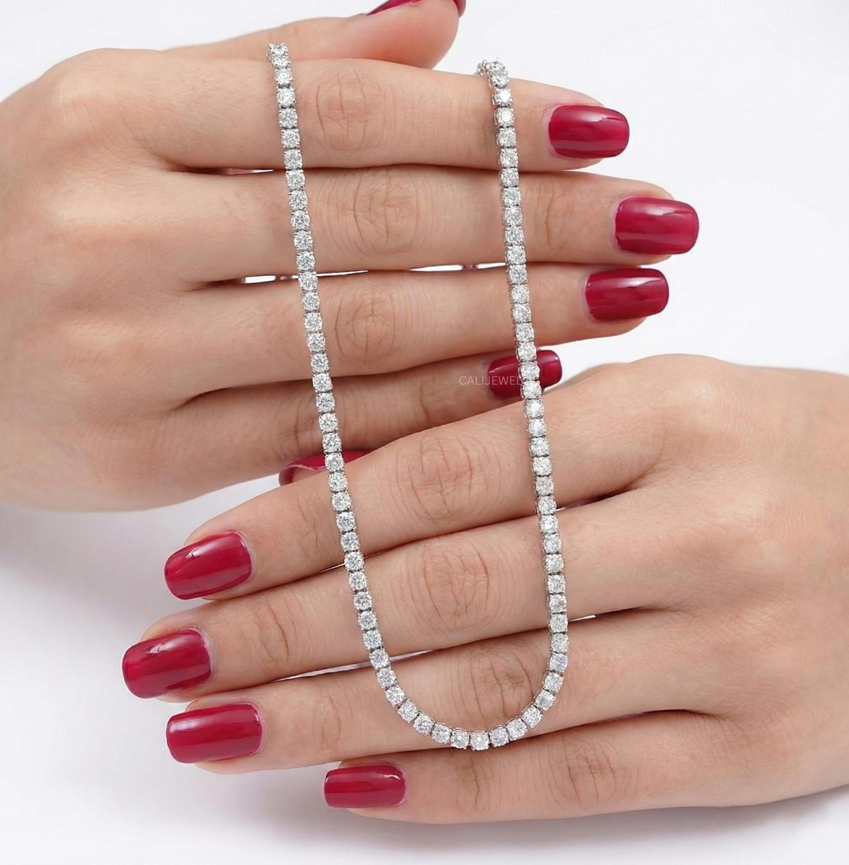 2.00 MM Round Cut Lab Diamond Tennis Necklace