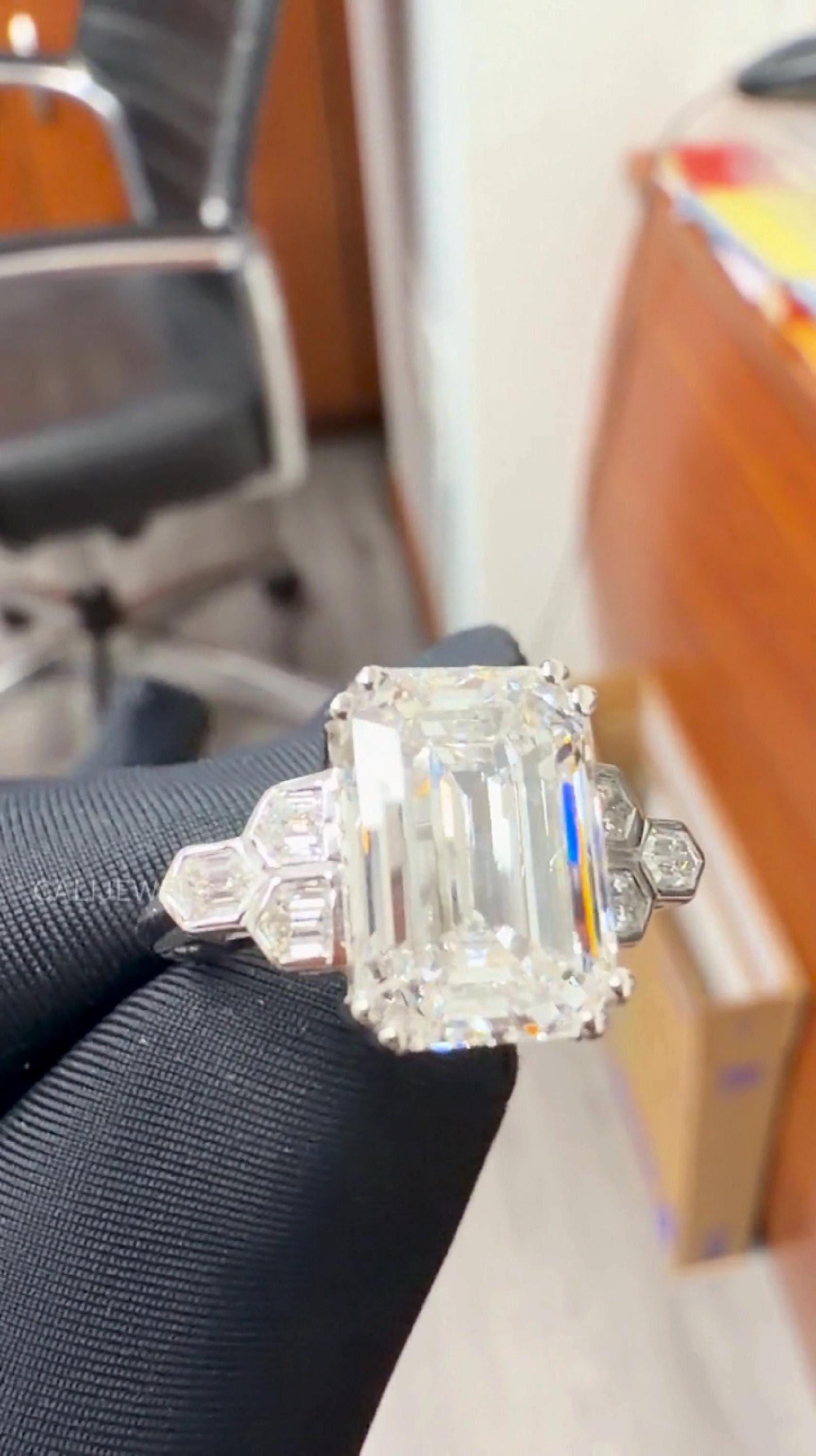 Emerald Cut Lab Diamond Art Deco Engagement Ring