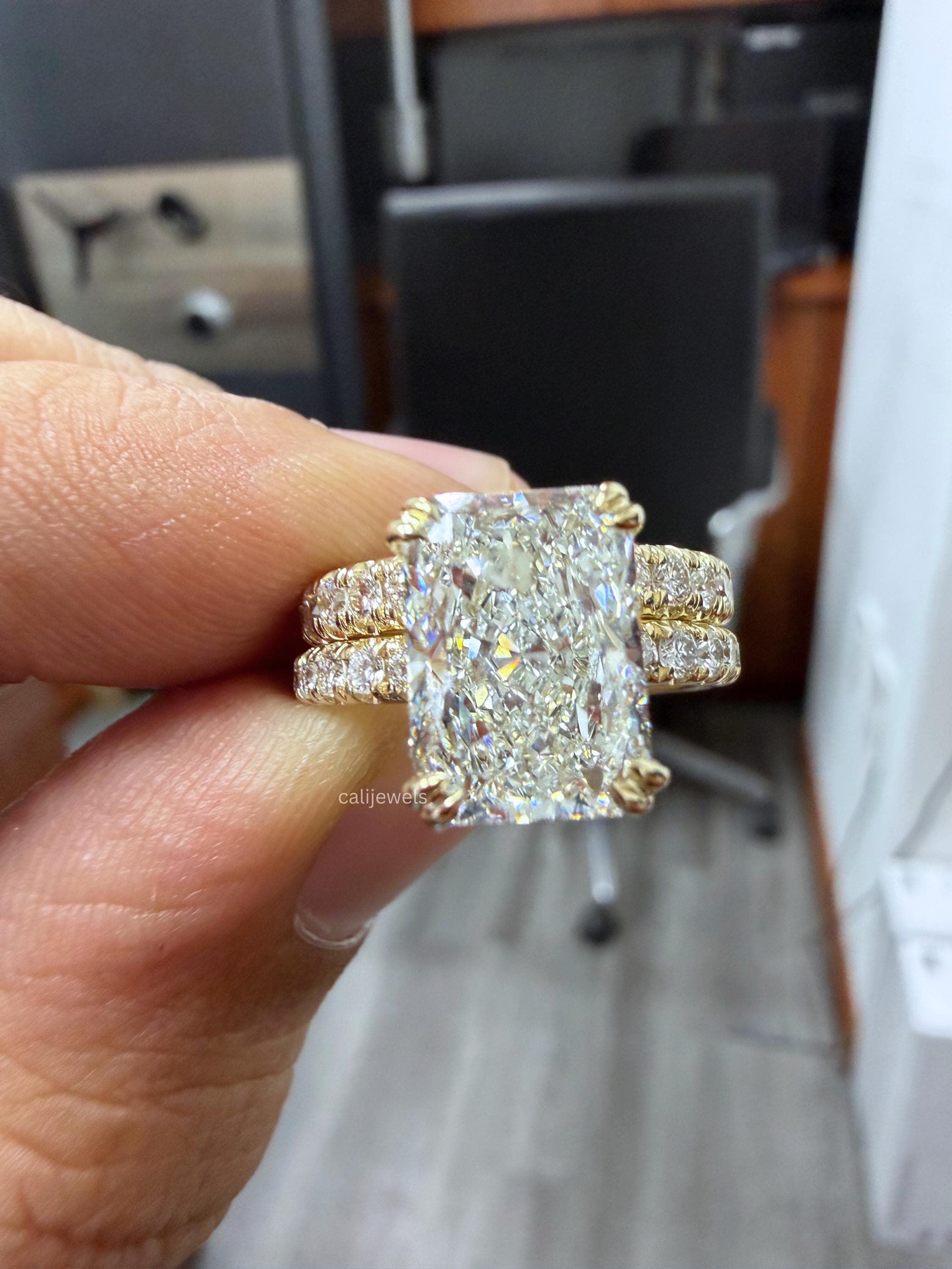 Radiant Cut Lab Diamond Wedding Ring Set