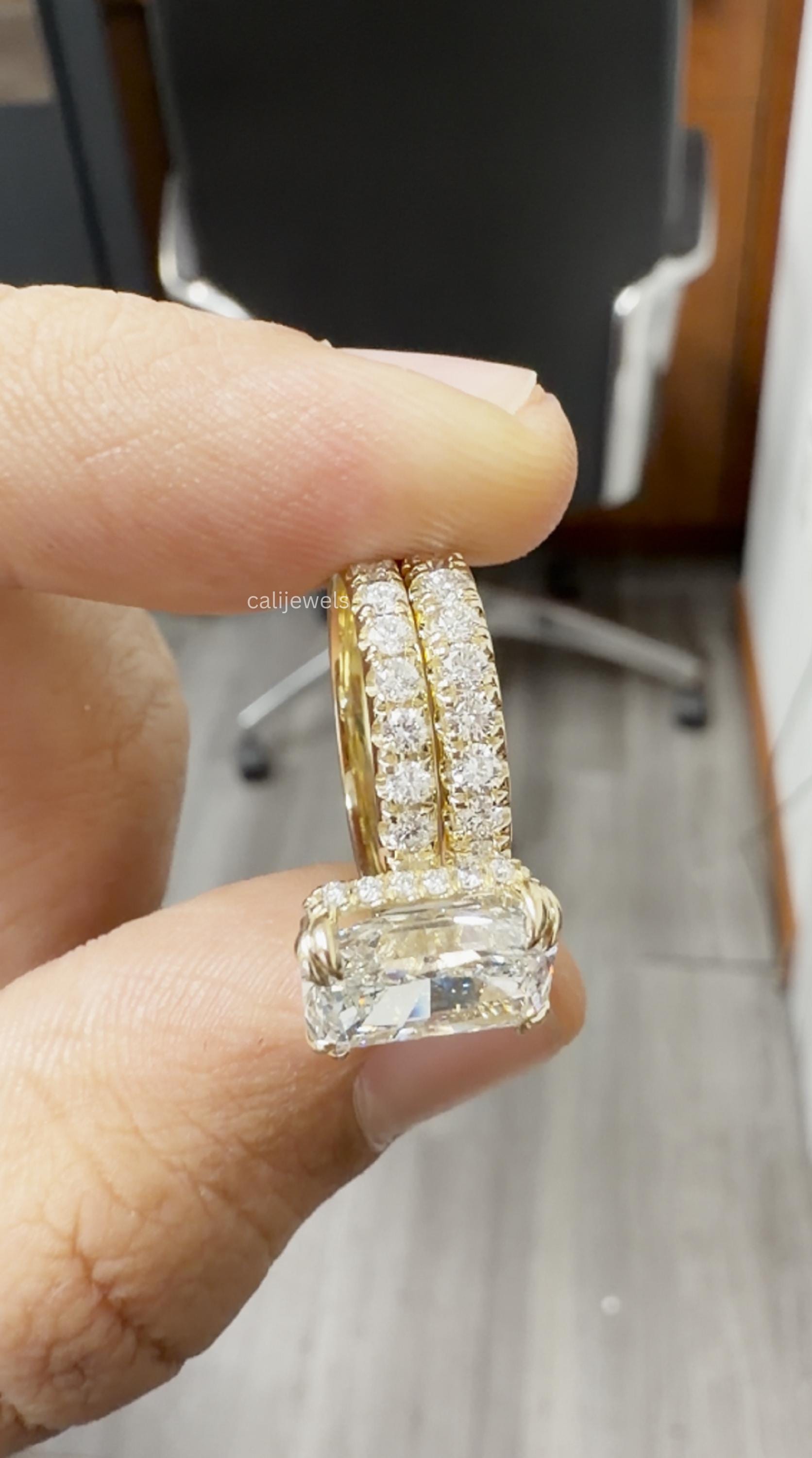 Radiant Cut Lab Diamond Wedding Ring Set