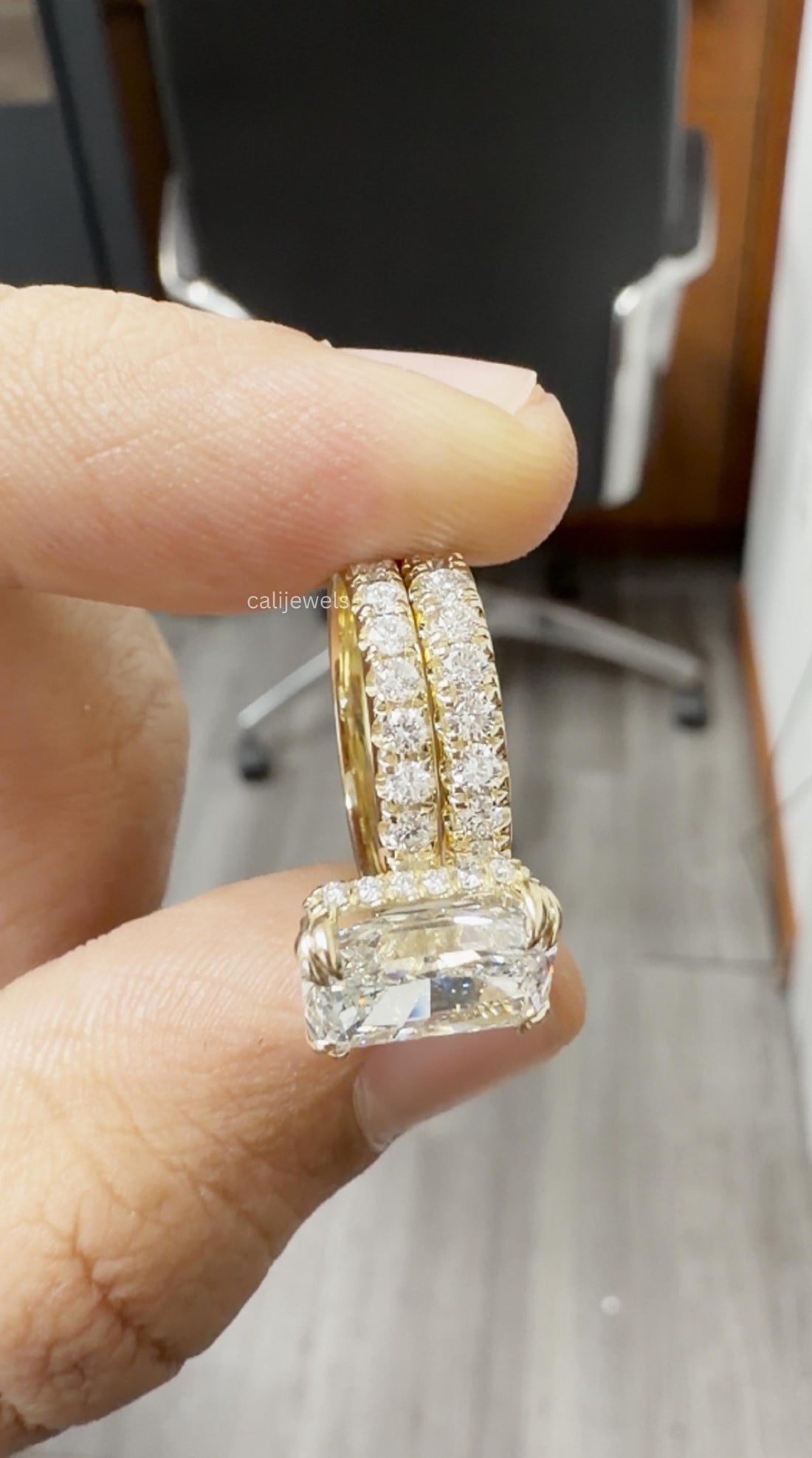 Radiant Cut Lab Diamond Wedding Ring Set