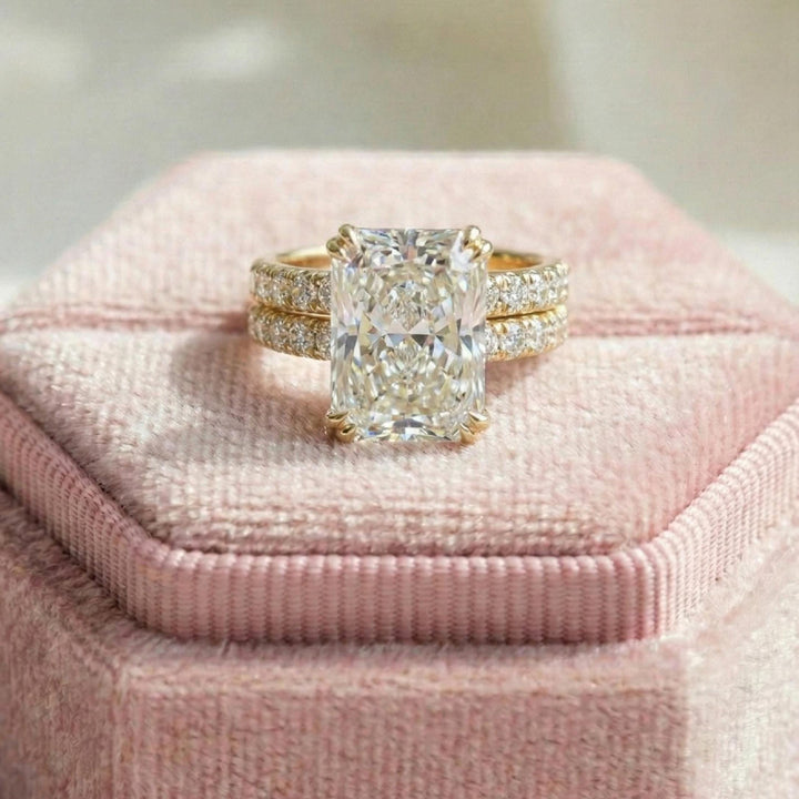 Radiant Cut Lab Diamond Wedding Ring Set
